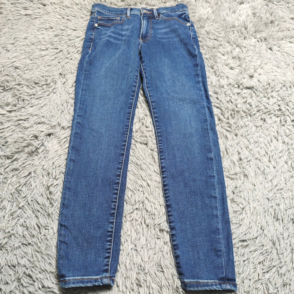 Express Skinny Jeans Womens Size 4 4R Mid Rise Blue Denim Ankle Length Stretch